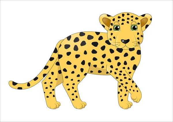 Leopardo Bonito Dos Desenhos Animados Vetor — Vetor de Stock