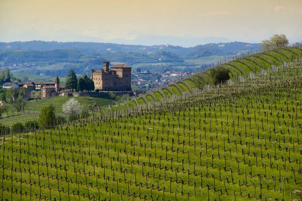 Vista Primavera Castelo Grinzane Cavour Património Unesco Território Langhe Piemonte — Fotografia de Stock