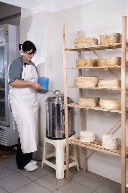Cheesemaker peynir mayası dökülen