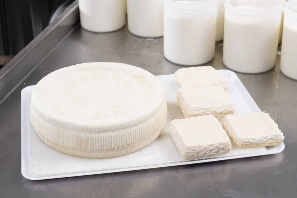 Queijo fresco pronto para tempero — Fotografia de Stock