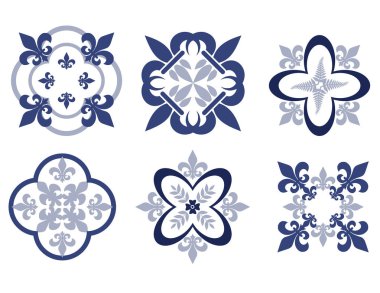 Mavi Portekizce desen - Azulejos vektör, moda dekorasyon fayans karoları 