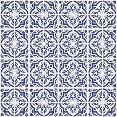 Mavi Portekizce desen - Azulejos vektör, moda dekorasyon fayans karoları 
