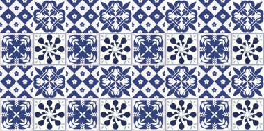 Mavi Portekizce desen - Azulejos vektör, moda dekorasyon fayans karoları 