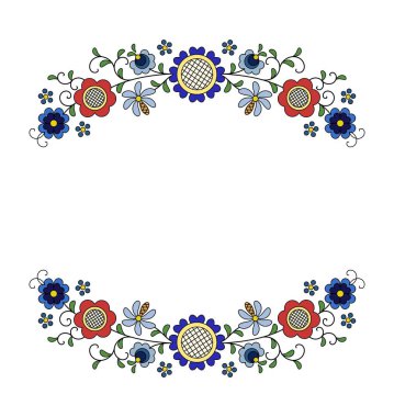 Geleneksel ve modern Lehçe - Kaşubyan çiçek halk dekorasyon vektör, wzory kaszubskie, kaszubski wzr, haft