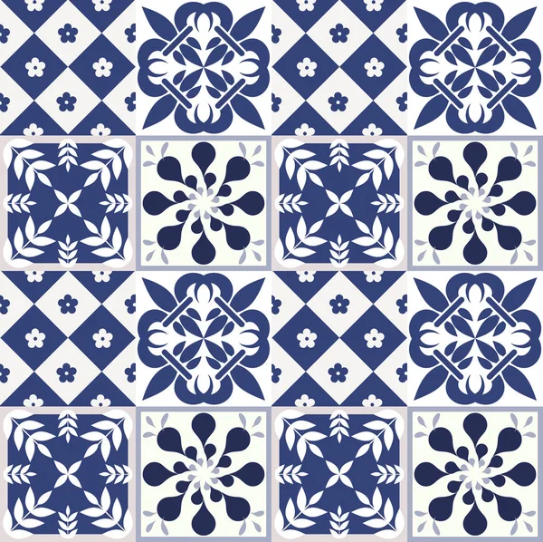 Mavi Portekizce desen - Azulejos vektör, moda dekorasyon fayans karoları 