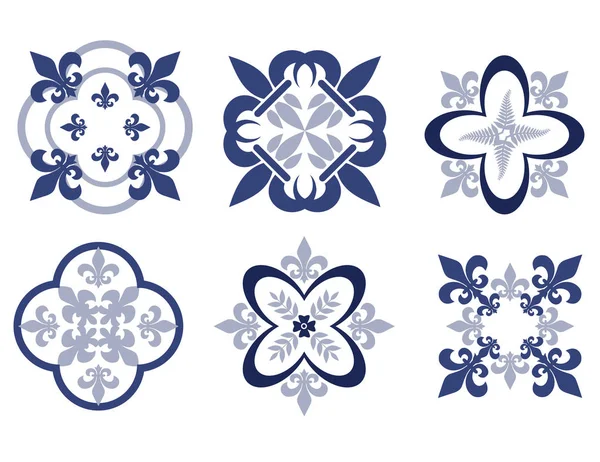 Mavi Portekizce desen - Azulejos vektör, moda dekorasyon fayans karoları 