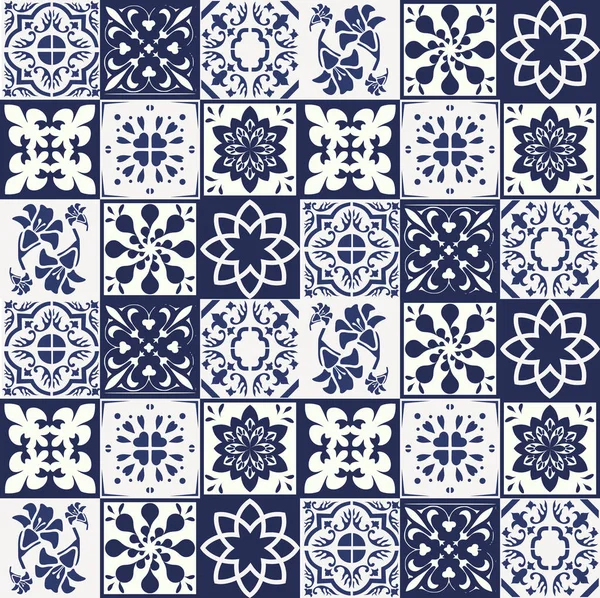 Mavi Portekizce desen - Azulejos vektör, moda dekorasyon fayans karoları 