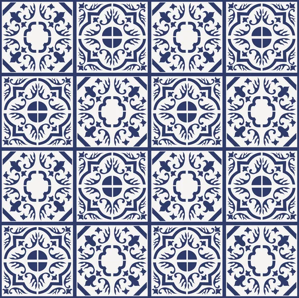 Mavi Portekizce desen - Azulejos vektör, moda dekorasyon fayans karoları 
