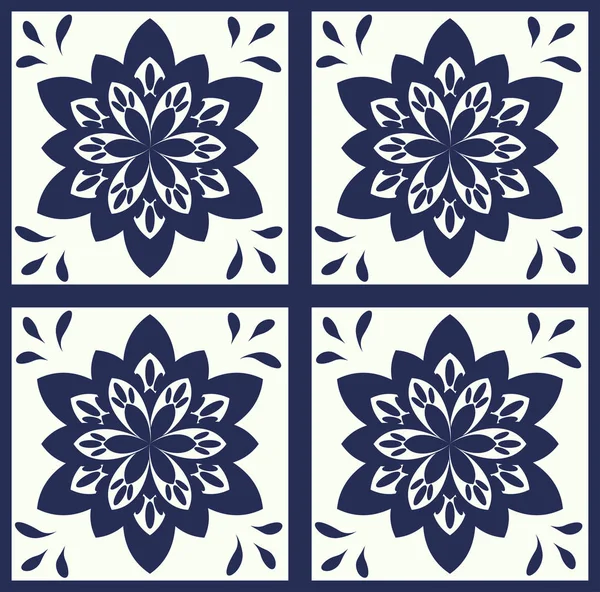 Mavi Portekizce desen - Azulejos vektör, moda dekorasyon fayans karoları 