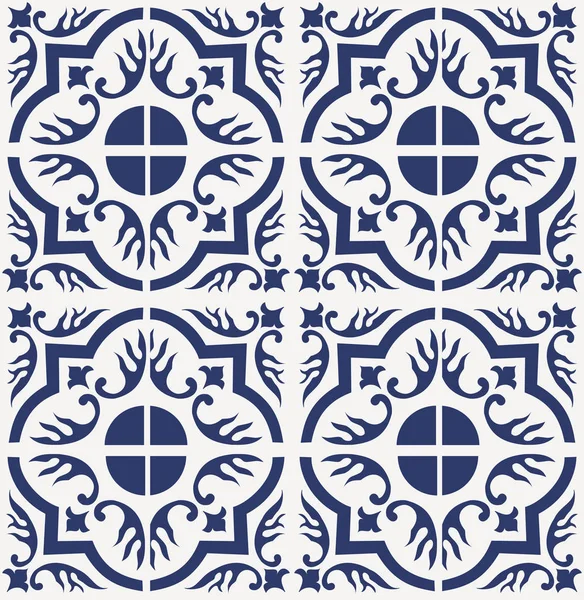Modèle Carreaux Portugais Bleu Vecteur Azulejos Carreaux Design Intérieur Mode — Image vectorielle