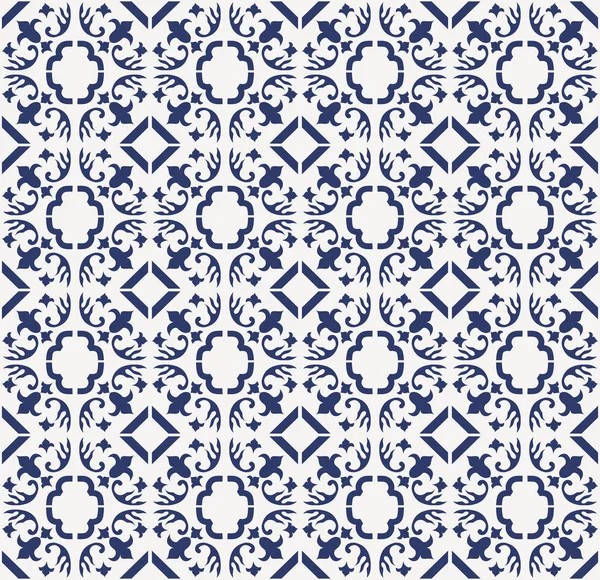 Blue Portuguese Tiles Pattern Azulejos Vector Fashion Interior Design Tiles — Stock Vector