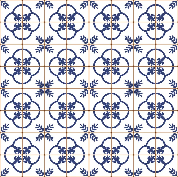 Mavi Portekizce desen - Azulejos vektör, moda dekorasyon fayans karoları 
