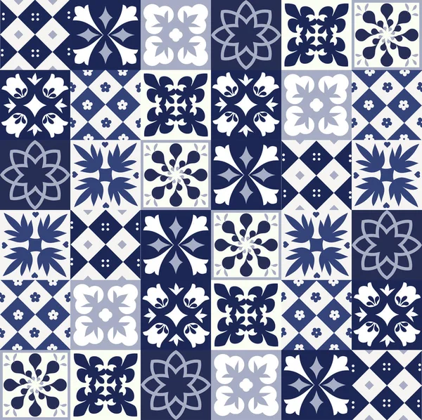 Mavi Portekizce desen - Azulejos vektör, moda dekorasyon fayans karoları 