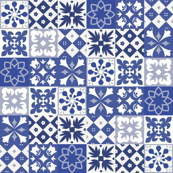 Mavi Portekizce desen - Azulejos vektör, moda dekorasyon fayans karoları 