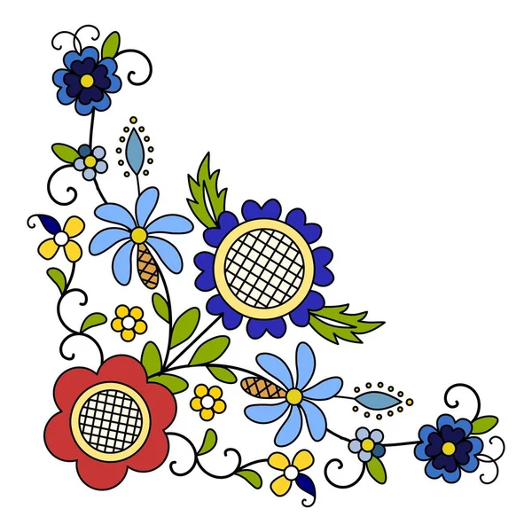 Geleneksel ve modern Lehçe - Kaşubyan çiçek halk dekorasyon vektör, wzory kaszubskie, kaszubski wzr, haft
