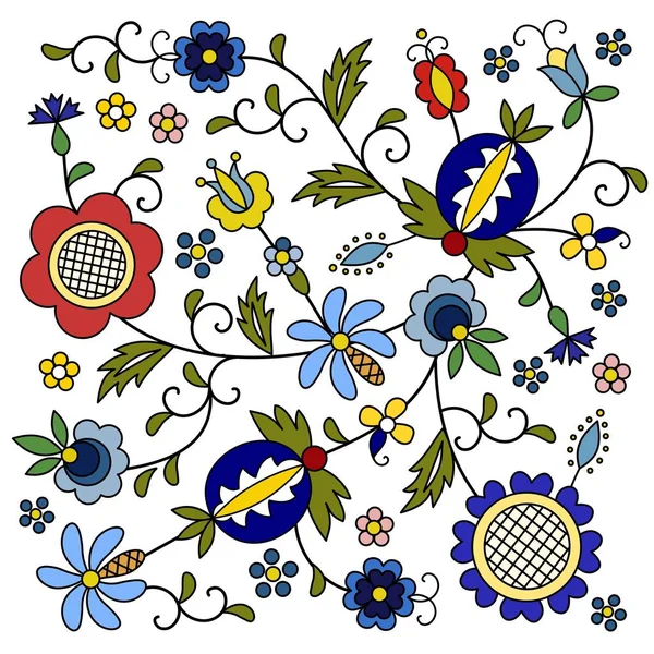 Tradicional Moderno Polonês Kashubian Floral Vetor Decoração Popular Wzory Kaszubskie — Vetor de Stock