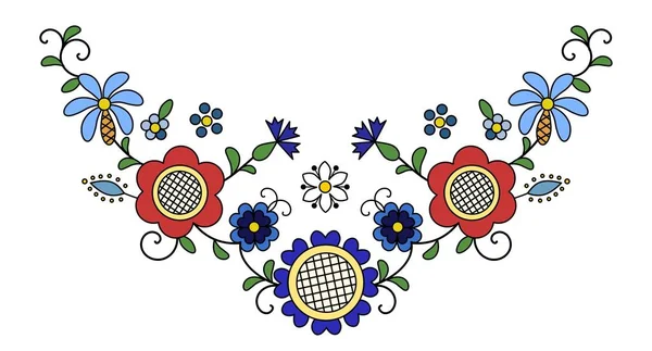 Geleneksel ve modern Lehçe - Kaşubyan çiçek halk dekorasyon vektör, wzory kaszubskie, kaszubski wzr, haft