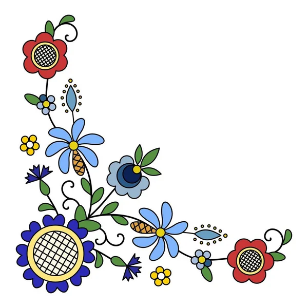 Geleneksel ve modern Lehçe - Kaşubyan çiçek halk dekorasyon vektör, wzory kaszubskie, kaszubski wzr, haft