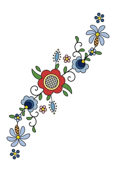 Традиционный Современный Польский Кашубская Цветочные Украшения Народного Вектор Wzory Кашубское — стоковый вектор