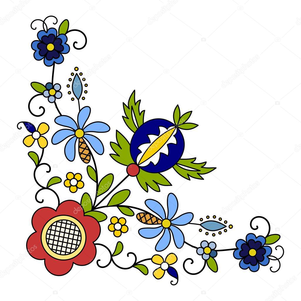 Traditional, modern Polish - Kashubian floral folk decoration vector, wzory kaszubskie, kaszubski wzr, haft