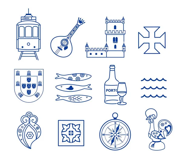 Portugese Icono Conjunto Vector — Archivo Imágenes Vectoriales