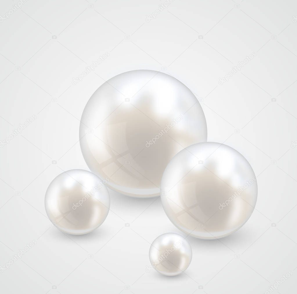 Beautiful realistic pearl set illustration vector 