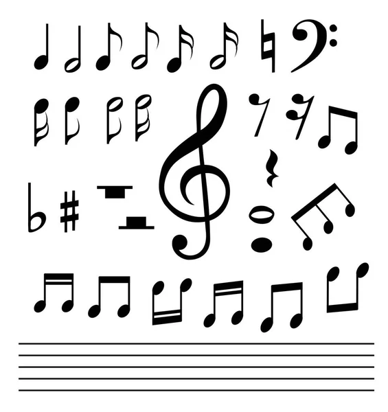 Conjunto Notas Música Vector — Vector de stock