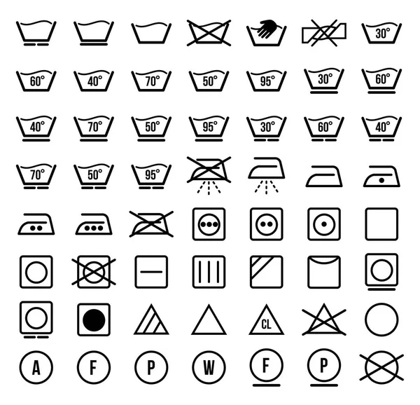 Laundry Symbols Icons Set Vector — Stock Vector