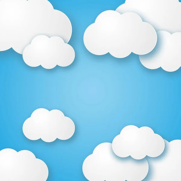 Ilustração Uma Bela Nuvens Vazias Fofas Vetor Fundo Azul — Vetor de Stock