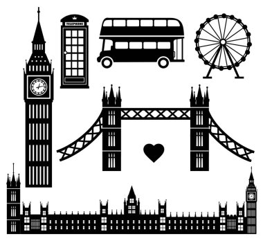 Koleksiyon vektör Londra Icon set