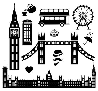 Koleksiyon vektör Londra Icon set