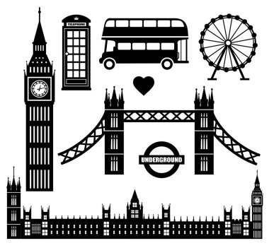 Koleksiyon vektör Londra Icon set