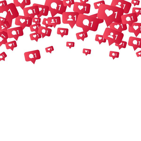 Social media background, streaming, likes, follows, comments, vector