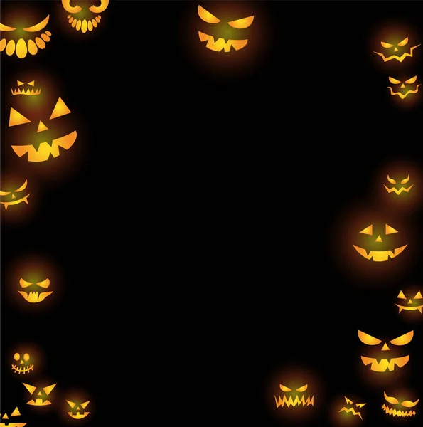 Halloween Caras Miedo Conjunto Vector — Vector de stock