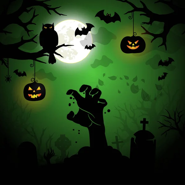 Noche Halloween Espeluznante Ilustración Vector — Vector de stock