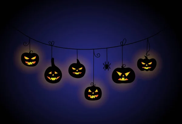 Halloween Caras Miedo Conjunto Vector — Vector de stock