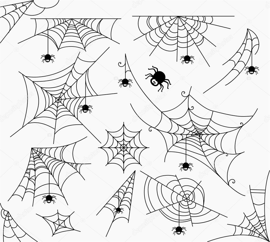 Spiderweb vector illustration set