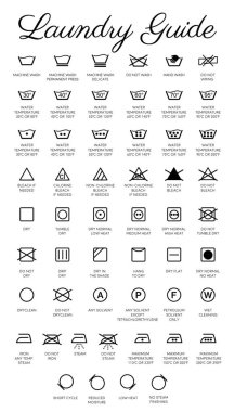 Çamaşırhane Kılavuzu vektör ikonlar, simgeler koleksiyonu