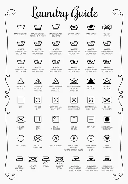 Guía Lavandería Vector Iconos Colección Símbolos Vectores De Stock Sin Royalties Gratis