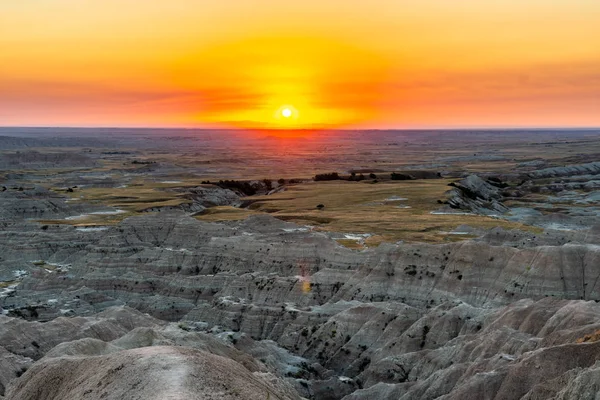Paisaje Vista Puesta Sol Parque Nacional Badlands Dakota Del Sur — Foto de Stock