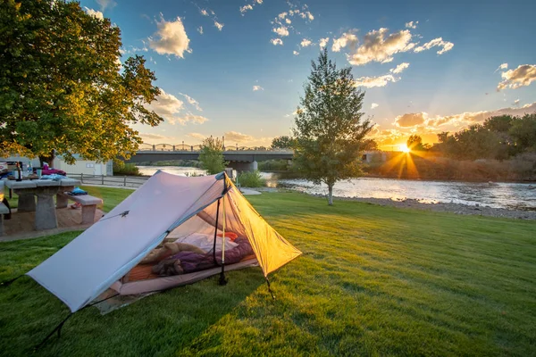 Terrain Camping Riverside Park Dans Wyoming États Unis Camping Gratuit — Photo
