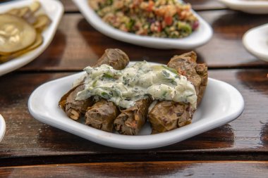 Doldurulmuş üzüm yaprakları.