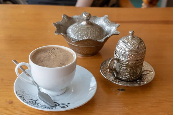 Vele soorten koffie in Mardin Stockfoto