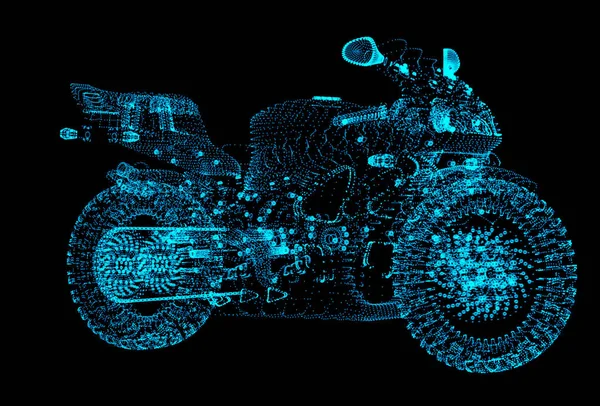Motorcycle of the particles. Motorbike consists of small dots.