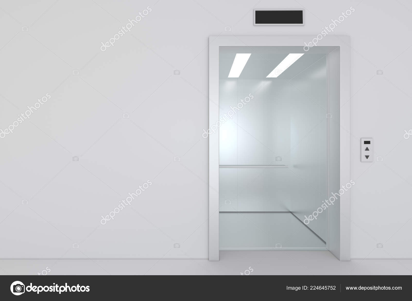 Two Images Of A Modern Elevator With Opened And Closed Doors