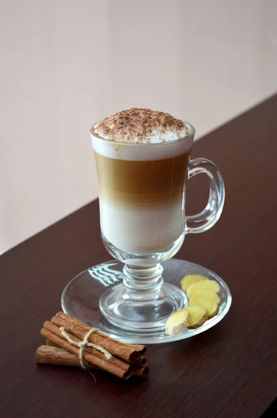 Latte Com Canela Gengibre Café Alegria Café Café — Fotografia de Stock