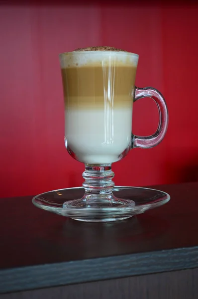 Latte Kávé Üveg Főzőpohár Reggel — Stock Fotó
