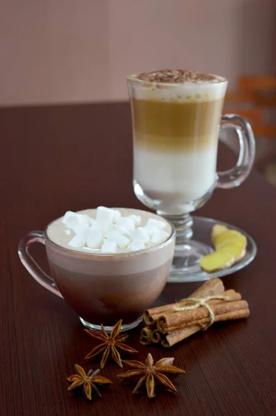 Latte Con Canela Jengibre Cacao Café Latte — Foto de Stock