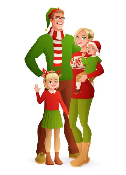 Gelukkig Kerstmis familieportret. Geïsoleerde vectorillustratie. — Stockvector