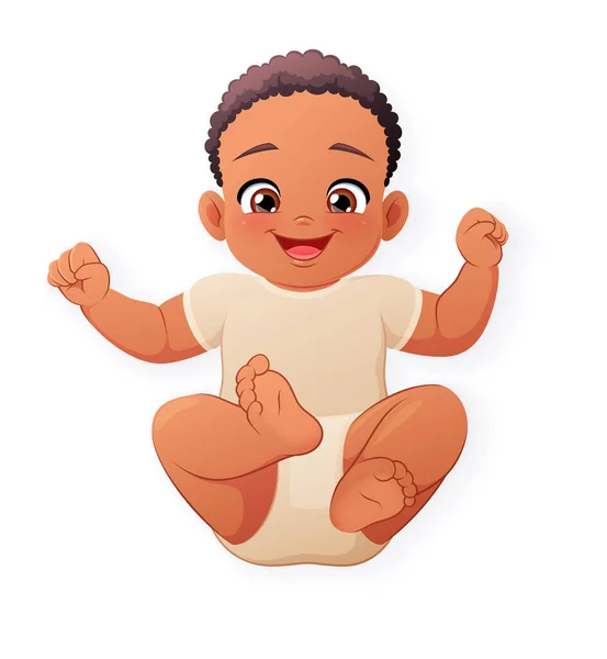 Милый и счастливый африканский малыш. Изолированная векторная иллюстрация . — стоковый вектор